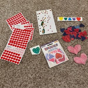 Lot of heart stickers, embellishments and die cuts.  Some NEW